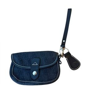 Dooney & Bourke Vintage Navy Blue Canvas Monogram Wristlet